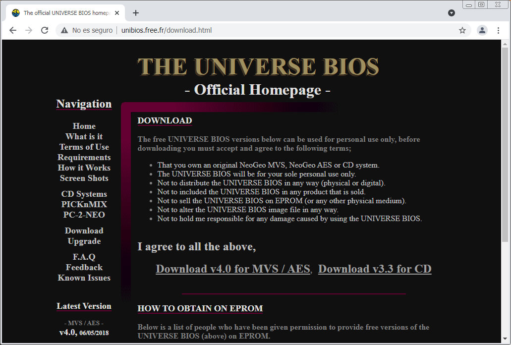 como descargar uni-bios_4_0.rom para MAME